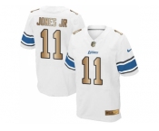 Nike Detroit Lions #11 Marvin Jones Jr White Men's Stitched NFL Elite Gold Jersey