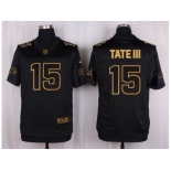 Nike Detroit Lions #15 Golden Tate III Black Pro Line Gold Collection Jersey[Elite]