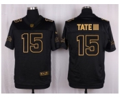 Nike Detroit Lions #15 Golden Tate III Black Pro Line Gold Collection Jersey[Elite]