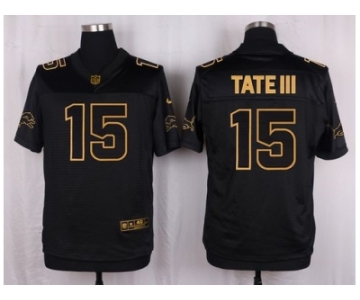 Nike Detroit Lions #15 Golden Tate III Black Pro Line Gold Collection Jersey[Elite]