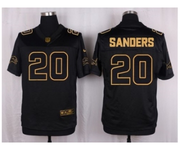 Nike Detroit Lions #20 Barry Sanders Black Pro Line Gold Collection Jersey[Elite]