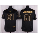 Nike Detroit Lions #81 Calvin Johnson Black Pro Line Gold Collection Jersey[Elite]