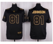 Nike Detroit Lions #81 Calvin Johnson Black Pro Line Gold Collection Jersey[Elite]