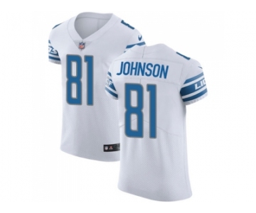 Nike Detroit Lions #81 Calvin Johnson White Men Stitched NFL Vapor Untouchable Elite Jersey