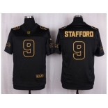 Nike Detroit Lions #9 Matthew Stafford Black Pro Line Gold Collection Jersey[Elite]