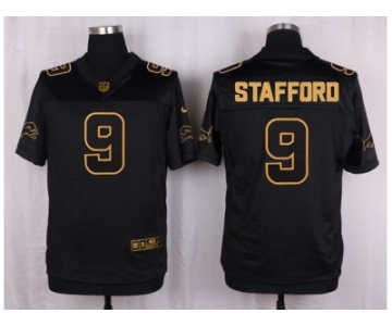 Nike Detroit Lions #9 Matthew Stafford Black Pro Line Gold Collection Jersey[Elite]