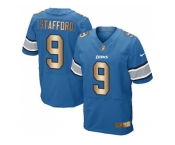 Nike Detroit Lions #9 Matthew Stafford Blue Team Color Men's Stitched NFL Elite Gold Jersey