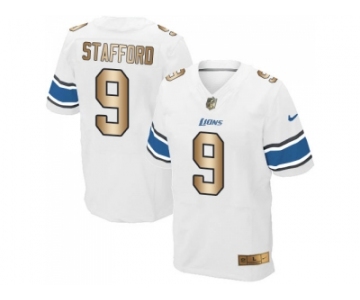 Nike Detroit Lions #9 Matthew Stafford White Men's Stitched NFL Elite Gold Jersey