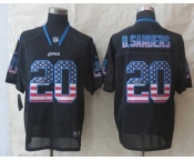 nike nfl jersey detroit lions #20 b.sanders black[Elite USA flag fashion]