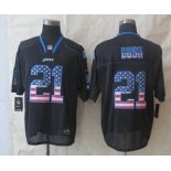 nike nfl jerseys detroit lions #21 bush black[Elite USA flag fashion]