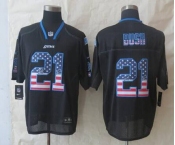 nike nfl jerseys detroit lions #21 bush black[Elite USA flag fashion]