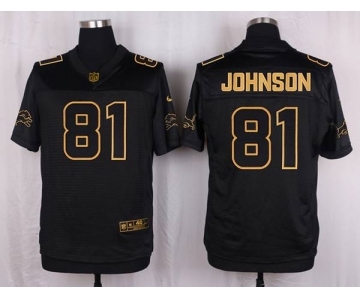 nike nfl jerseys detroit lions #81 calvin johnson black gold collection[Elite]