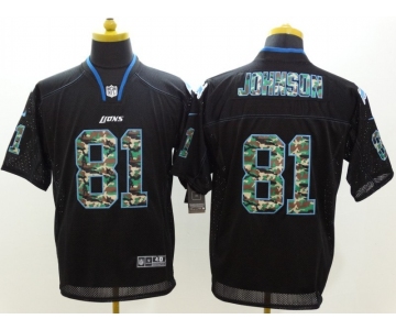 nike nfl jerseys detroit lions #81 calvin johnson black[Elite Camo Fashion]