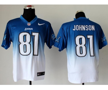 nike nfl jerseys detroit lions #81 calvin johnson blue-white[Elite drift fashion][second version]