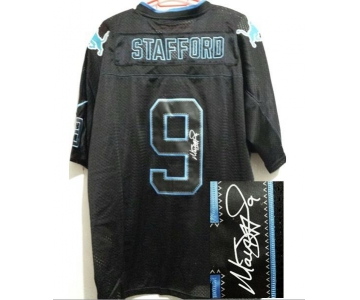 nike nfl jerseys detroit lions #9 stafford black[Elite lights out signature]