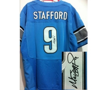 nike nfl jerseys detroit lions #9 stafford blue[Elite signature]