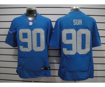 nike nfl jerseys detroit lions #90 ndamukong suh blue(Elite throwback)