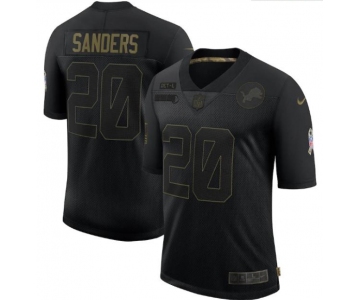 Men Detroit Lions #20 Barry Sanders Nike 2020 Salute To Service Retired Limited Jersey Black