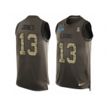 Men Nike Detroit Lions #13 T.J. Jones Limited Green Salute to Service Tank Top NFL Jersey