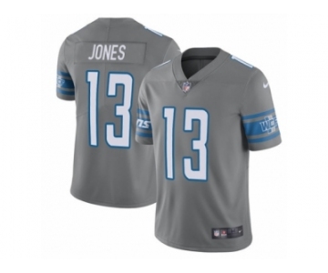 Men Nike Detroit Lions #13 T.J. Jones Limited Steel Rush Vapor Untouchable NFL Jersey