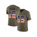 Men Nike Detroit Lions #15 Golden Tate III Limited Olive USA Flag Salute to Service NFL Jersey