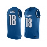 Men Nike Detroit Lions #18 Jeff Locke Limited Blue Player Name & Number Tank Top NFL Jersey