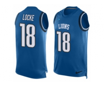 Men Nike Detroit Lions #18 Jeff Locke Limited Blue Player Name & Number Tank Top NFL Jersey