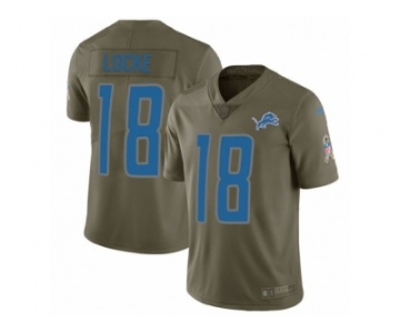 Men Nike Detroit Lions #18 Jeff Locke Limited Olive 2017 Salute to Service NFL Jersey