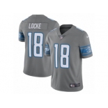 Men Nike Detroit Lions #18 Jeff Locke Limited Steel Rush Vapor Untouchable NFL Jersey