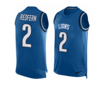 Men Nike Detroit Lions #2 Kasey Redfern Limited Blue Player Name & Number Tank Top NFL Jersey