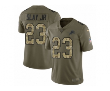 Men Nike Detroit Lions #23 Darius Slay Limited Olive Camo Salute to Service NFL Jersey