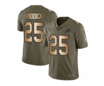 Men Nike Detroit Lions #25 Theo Riddick Limited Olive Gold Salute to Service NFL Jersey