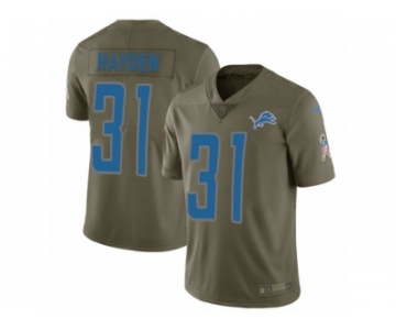 Men Nike Detroit Lions #31 D.J. Hayden Limited Olive 2017 Salute to Service NFL Jersey