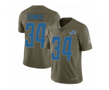 Men Nike Detroit Lions #34 Zach Zenner Limited Olive 2017 Salute to Service NFL Jersey