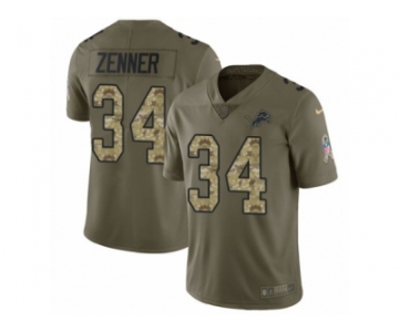 Men Nike Detroit Lions #34 Zach Zenner Limited Olive Camo Salute to Service NFL Jersey