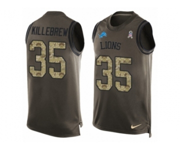 Men Nike Detroit Lions #35 Miles Killebrew Limited Green Salute to Service Tank Top NFL Jersey