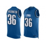 Men Nike Detroit Lions #36 Dwayne Washington Limited Blue Player Name & Number Tank Top NFL Jersey