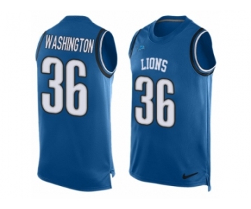 Men Nike Detroit Lions #36 Dwayne Washington Limited Blue Player Name & Number Tank Top NFL Jersey