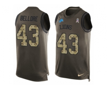 Men Nike Detroit Lions #43 Nick Bellore Limited Green Salute to Service Tank Top NFL Jersey