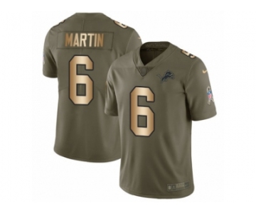 Men Nike Detroit Lions #6 Sam Martin Limited Olive Gold Salute to Service NFL Jerse