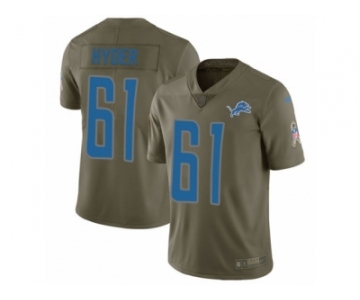 Men Nike Detroit Lions #61 Kerry Hyder Limited Olive 2017 Salute to Service NFL Jersey