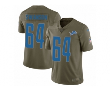 Men Nike Detroit Lions #64 Travis Swanson Limited Olive 2017 Salute to Service NFL Jersey