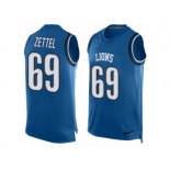 Men Nike Detroit Lions #69 Anthony Zettel Limited Blue Player Name & Number Tank Top NFL Jersey