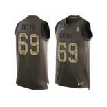 Men Nike Detroit Lions #69 Anthony Zettel Limited Green Salute to Service Tank Top NFL Jersey