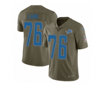Men Nike Detroit Lions #76 T.J. Lang Limited Olive 2017 Salute to Service NFL Jersey