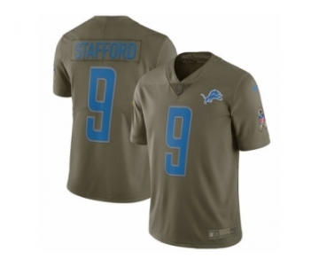 Men Nike Detroit Lions #9 Matthew Stafford Limited Olive 2017 Salute to Service NFL Jersey