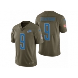 Men Nike Detroit Lions #9 Matthew Stafford Olive 2017 Salute to Service Limited Jerseys