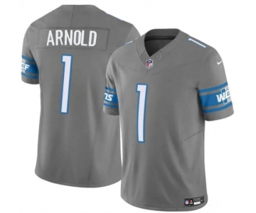 Men's Detroit Lions #1 Terrion Arnold Gray 2024 Draft F.U.S.E. Vapor Untouchable Limited Football Stitched Jersey