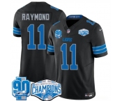 Men's Detroit Lions #11 Kalif Raymond Black 2024 NFC North Champions 90th Anniversary Patch F.U.S.E. Vapor Limited Stitched Jersey