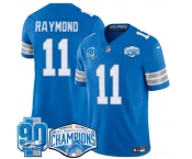 Men's Detroit Lions #11 Kalif Raymond Blue 2024 NFC North Champions 90th Anniversary Patch F.U.S.E. Vapor Limited Stitched Jersey